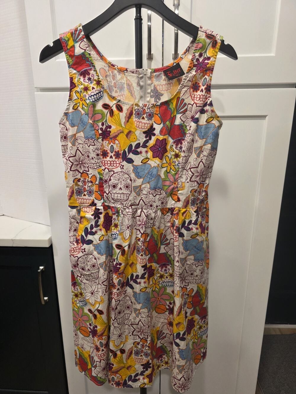 Folter "Good Enough to Eat" Sugar Skull and Floral Fit & Flare Retro Dress XL